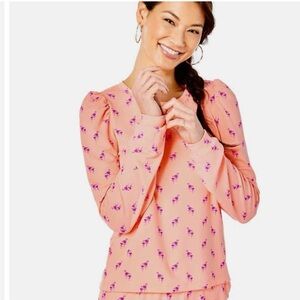 Lilly Pulitzer Jansen Sweatshirt Peach Me and My Mini Print Flamingo Size M